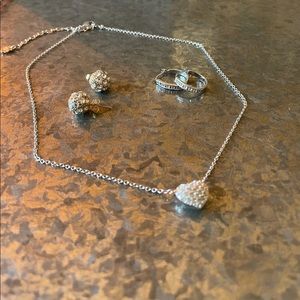 Set of Diamond earrings-silver & Swarovski necklace & more